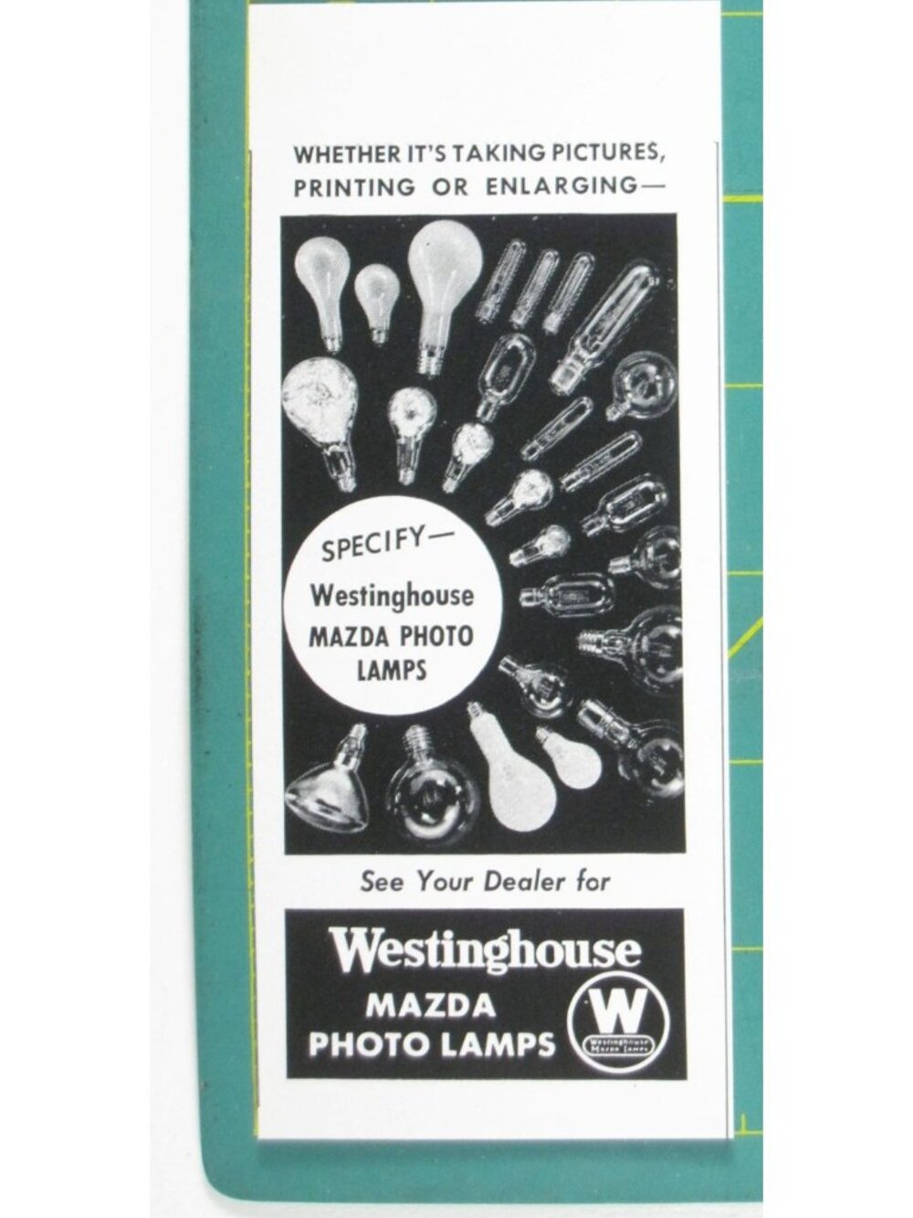 Print Ad Westinghouse Mazda Photo Lamps Vintage Era Photography Enlarging 1941